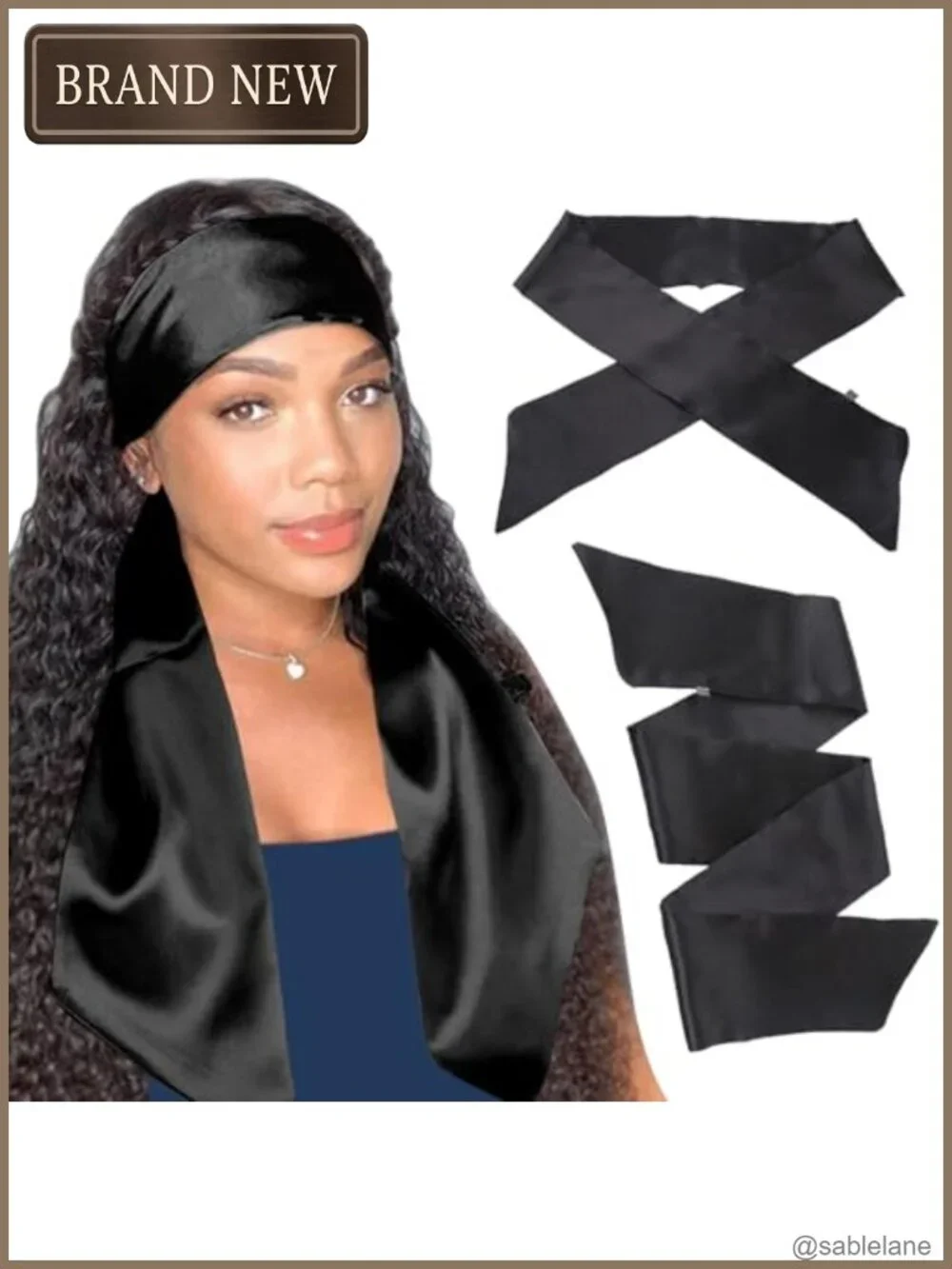 Satin Edge Wig Scarf Non Slip Hair Wrap 56 Inch Laying Scarf for Styling Yoga